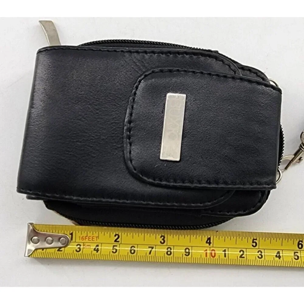 Buxton Mini Wallet Wristlet Crossbody Belt Bag Front Close Zip Around Black‎